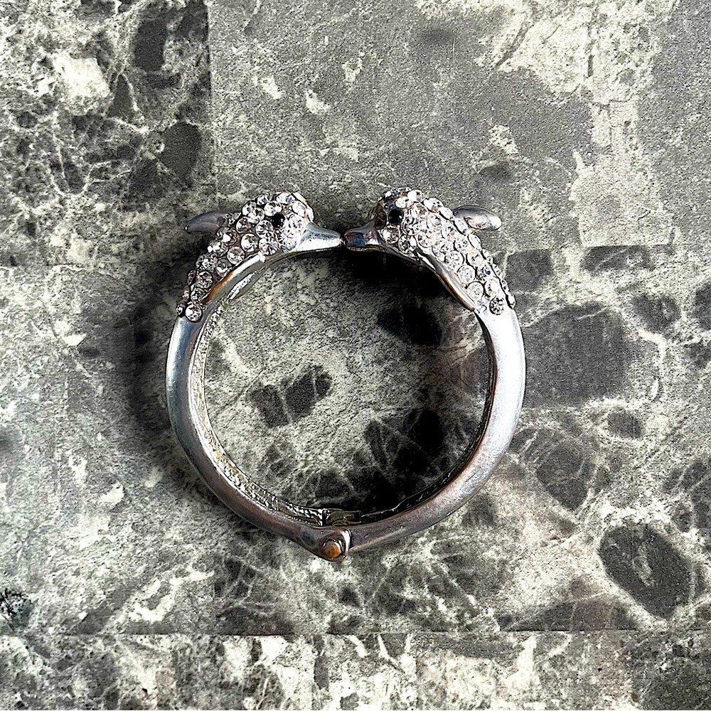 Silver Round Diamond Dolphin Bracelet